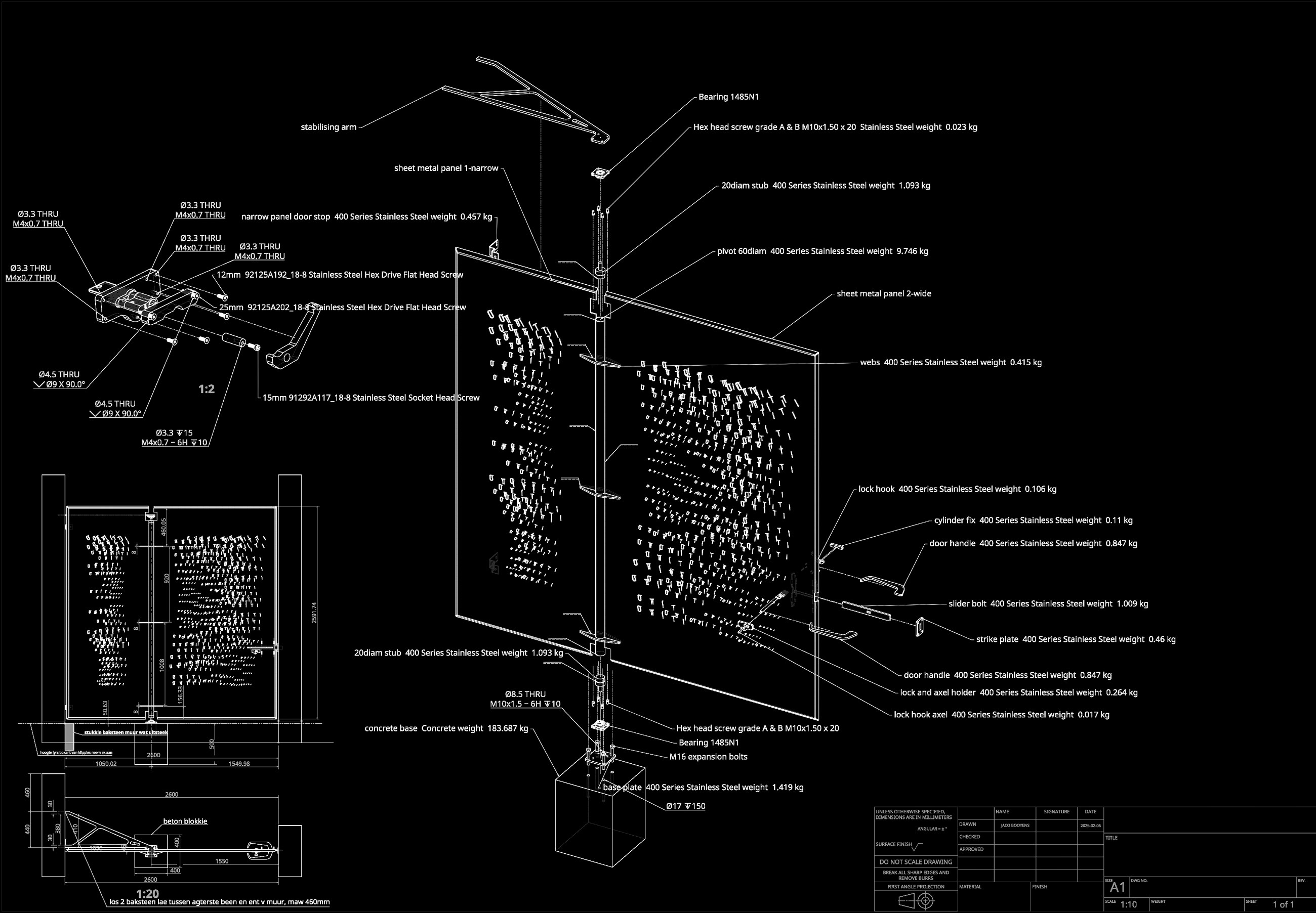Entrance door — Onshape assembly drawing